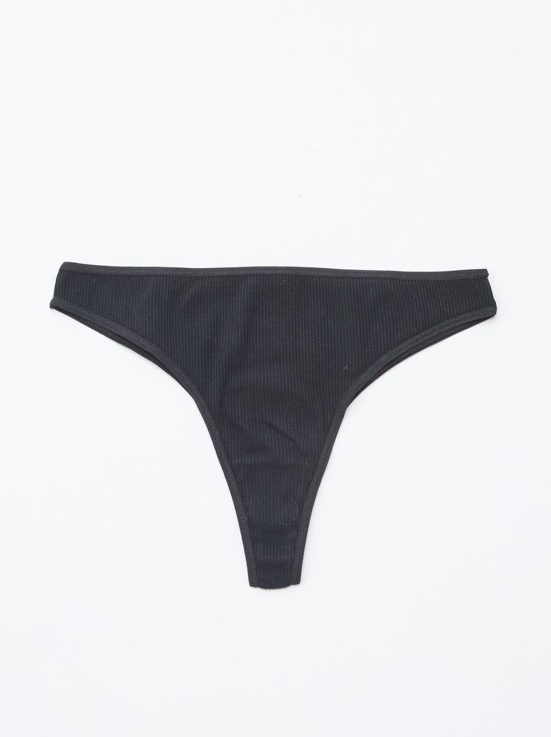 Set van 5 tanga's van ribtricot Grijs - Kiabi