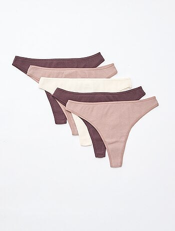 Set van 5 tanga's van ribtricot