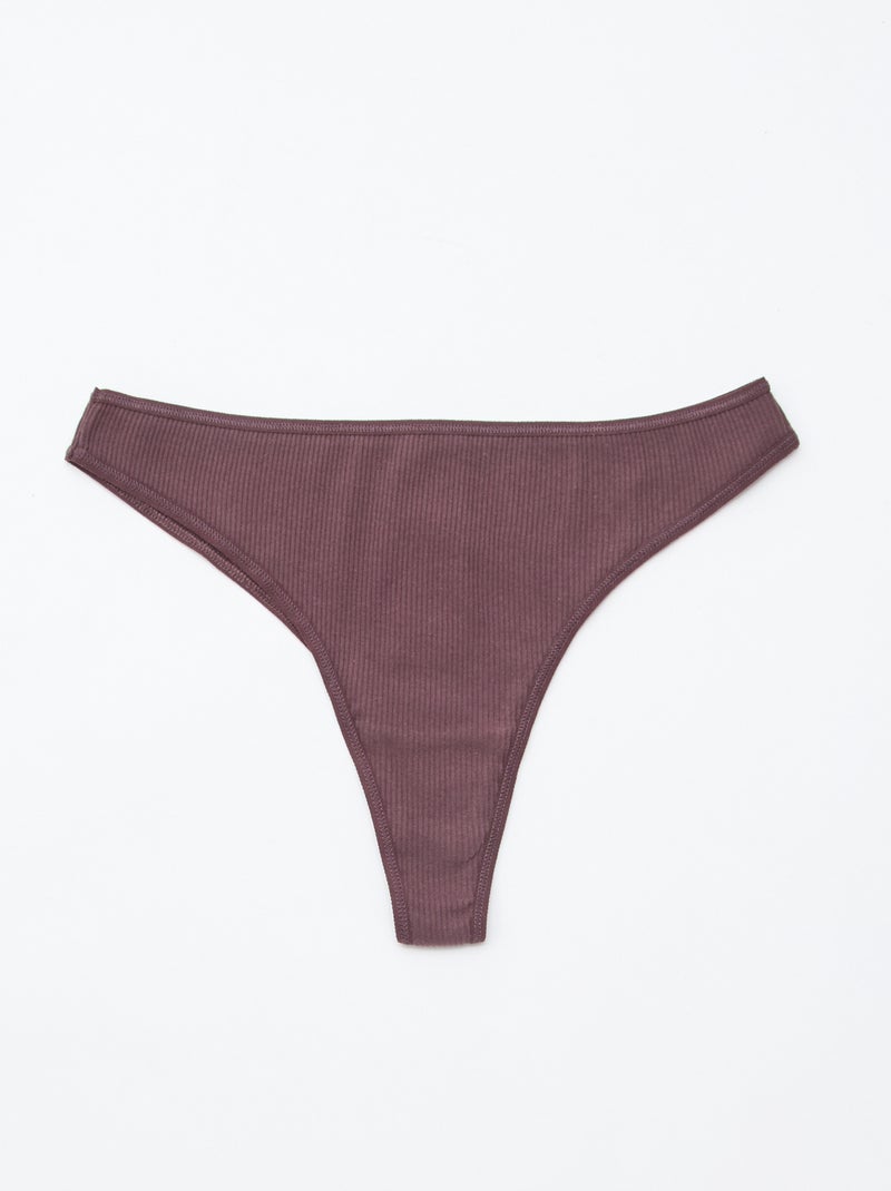 Set van 5 tanga's van ribtricot Paars - Kiabi