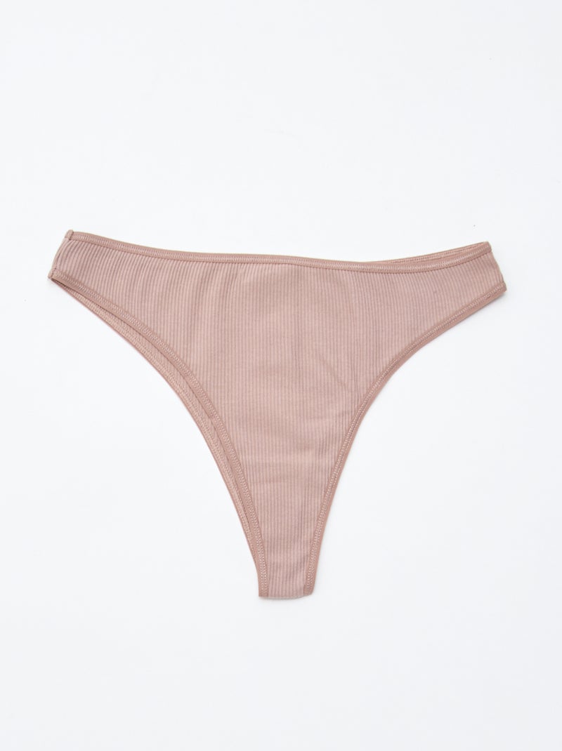 Set van 5 tanga's van ribtricot Paars - Kiabi