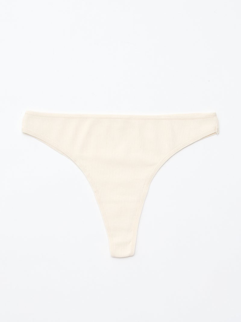 Set van 5 tanga's van ribtricot Paars - Kiabi