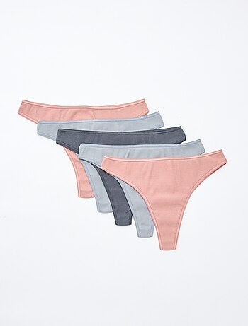 Set van 5 tanga's van ribtricot