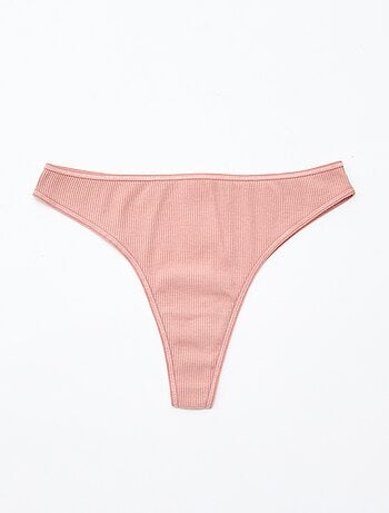 Set van 5 tanga's van ribtricot
