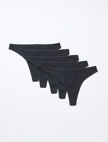 Set van 5 tanga's van ribtricot