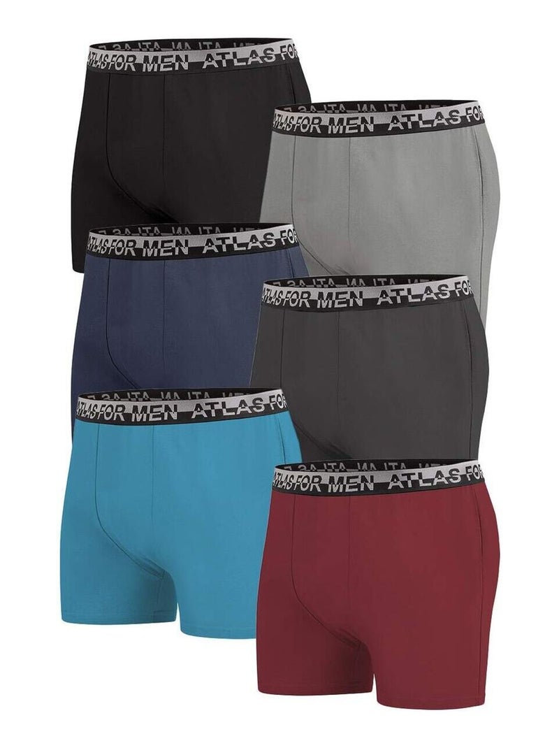 Set van 6 boxers top comfort - ATLAS FOR MEN Blauw Grijs Zwart - Kiabi