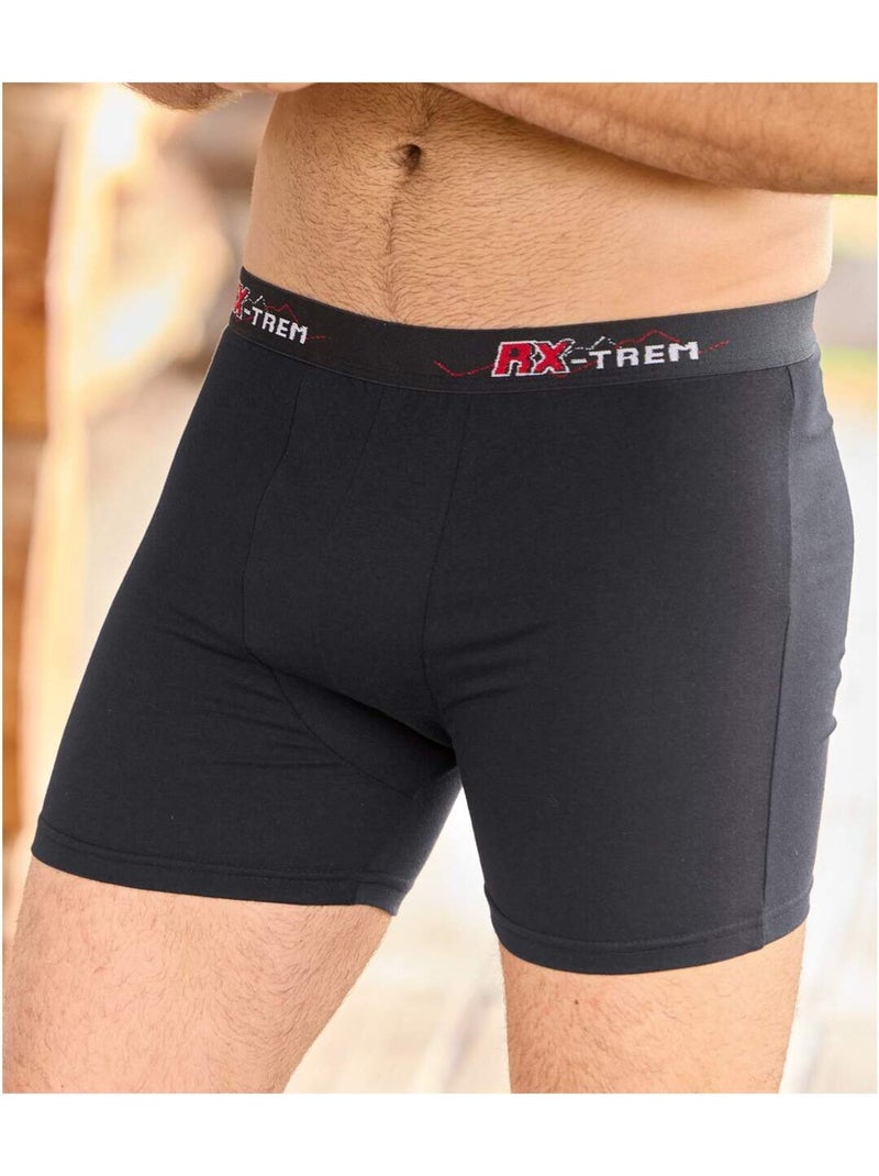 Set van 6 effen boxershorts met stretch  - ATLAS FOR MEN Bordeauxgrijs Zwart - Kiabi