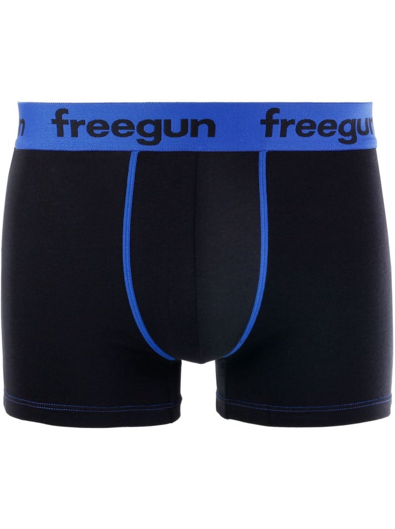 Set van 6 effen katoenen boxershorts voor kinderen Zwart - Kiabi