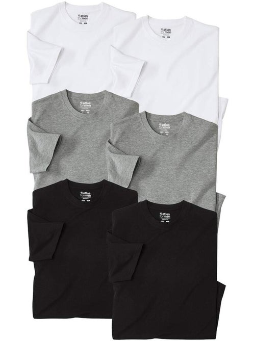 Set van 6 effen t-shirts - ATLAS FOR MEN - Kiabi