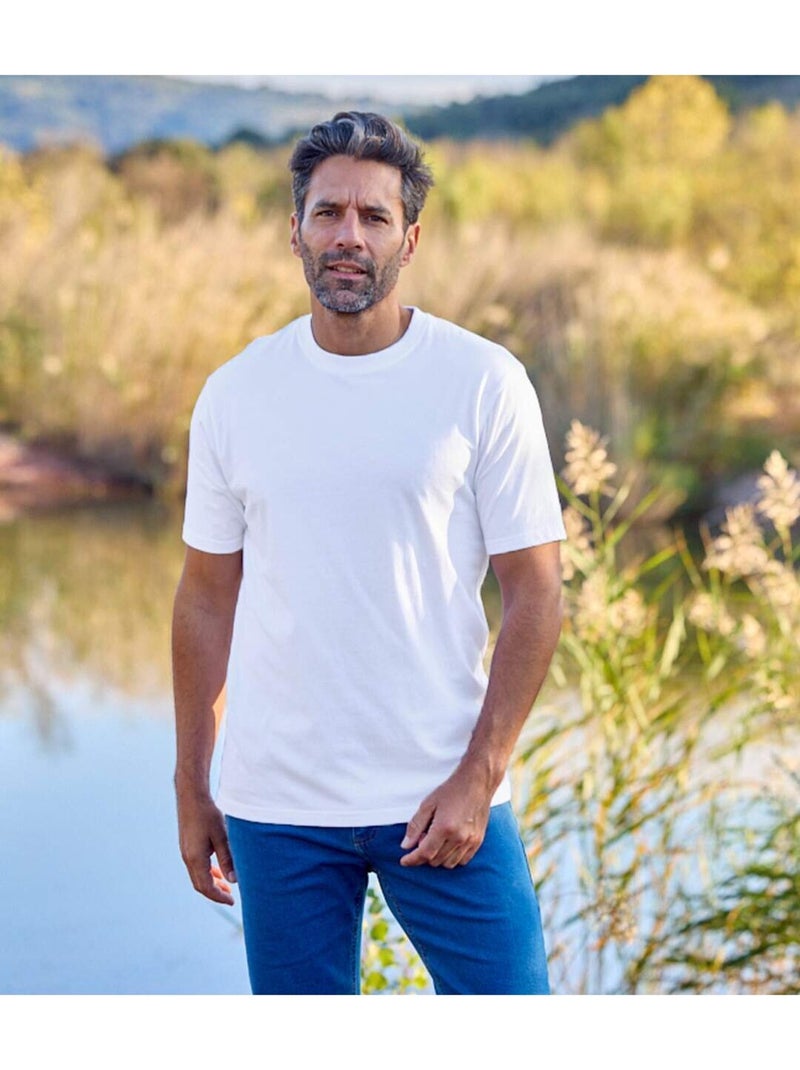 Set van 6 effen t-shirts - ATLAS FOR MEN Wit Grijs Zwart - Kiabi