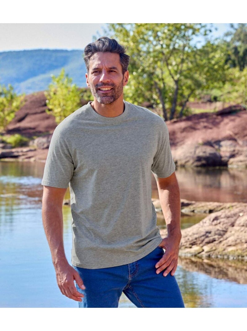 Set van 6 effen t-shirts - ATLAS FOR MEN Wit Grijs Zwart - Kiabi