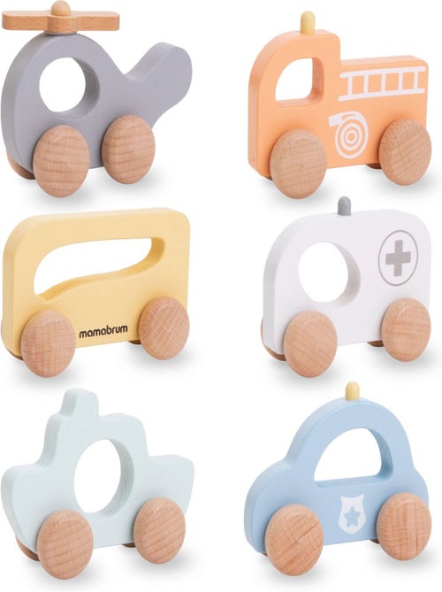 Set van 6 houten voertuigen voor baby's vanaf 12 maanden – veilig en educatief speelgoed - Kiabi Set van 6 houten voertuigen voor baby's vanaf 12 maanden – veilig en educatief speelgoed - Kiabi