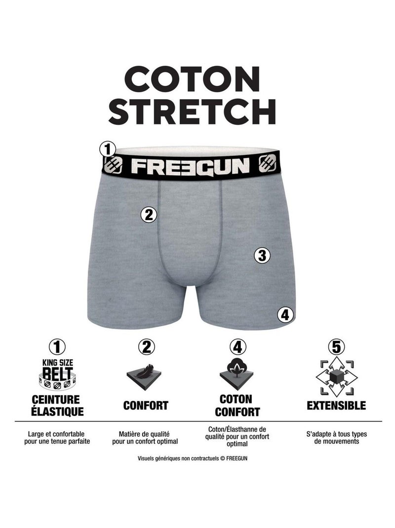 Set van 6 katoenen boxershorts voor jongens Zwart - Kiabi
