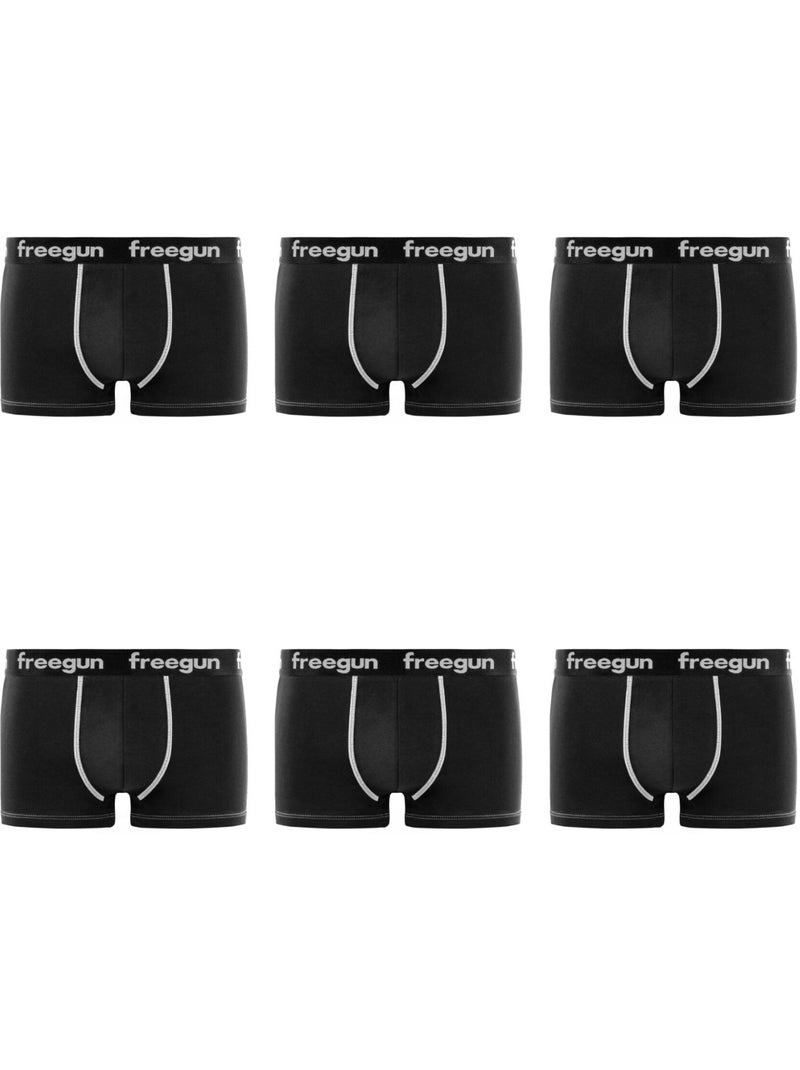Set van 6 katoenen boxershorts voor jongens Zwart - Kiabi