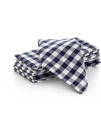 Set van 6 katoenen servetten met vichy-ruit - gamusi