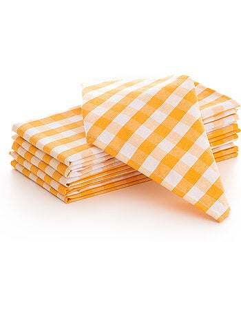 Set van 6 katoenen servetten met vichy-ruit - gamusi