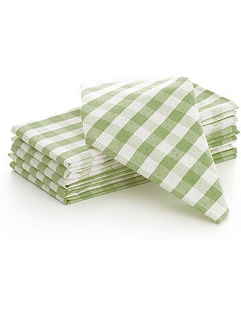 Set van 6 katoenen servetten met vichy-ruit - gamusi
