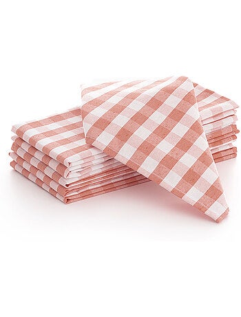 Set van 6 katoenen servetten met vichy-ruit - gamusi