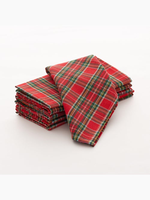 Set van 6 kerstservetten van katoen, goudkleurig reliëfdraad, tartan ruit - gamusi - Kiabi Set van 6 kerstservetten van katoen, goudkleurig reliëfdraad, tartan ruit - gamusi - Kiabi