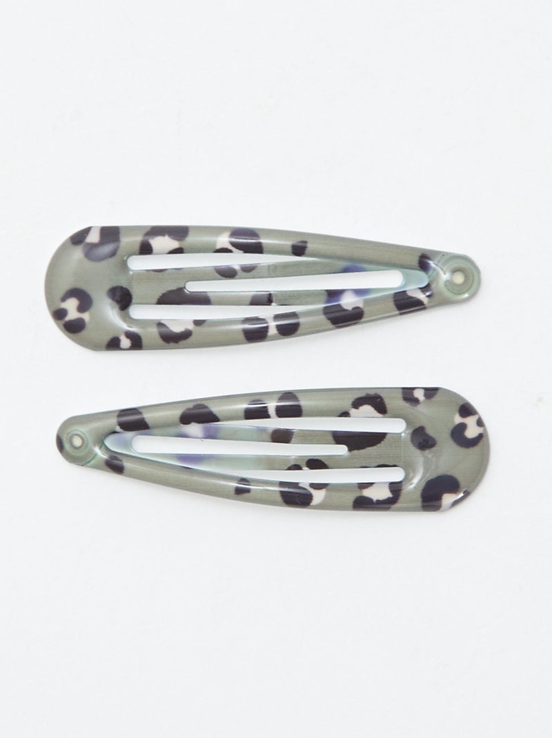 Set van 6 klikspeldjes Kaki - Kiabi