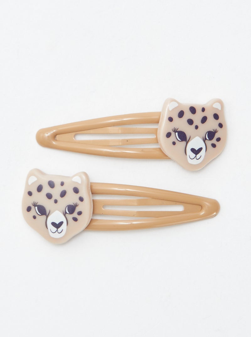 Set van 6 klikspeldjes Kaki - Kiabi