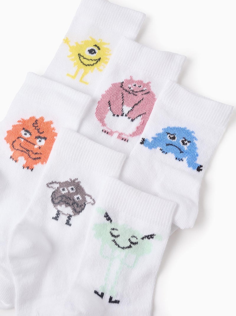 Set van 6 paar sokken 'emoties' Wit - Kiabi