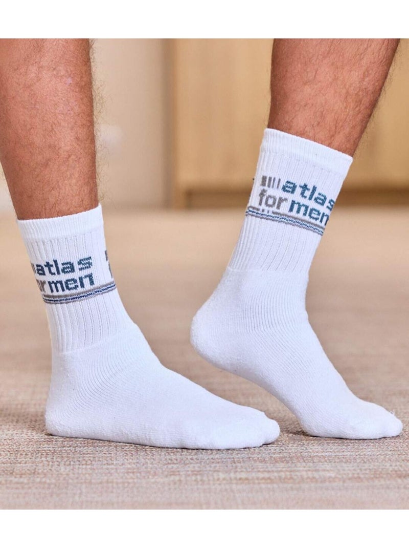 Set van 6 paar sportsokken - atlas for men Wit Zwart - Kiabi