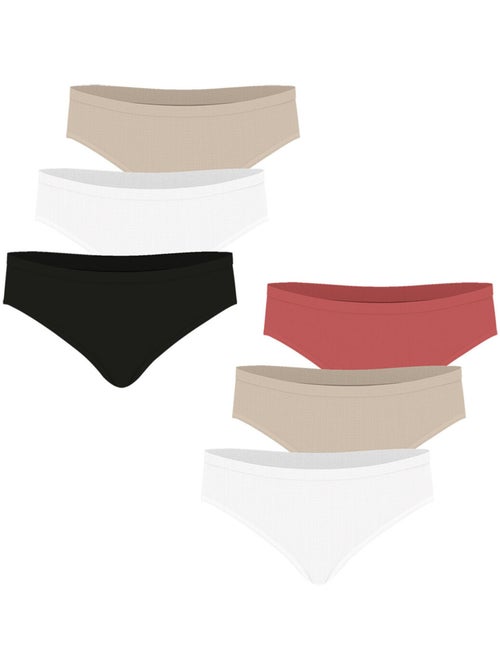 Set van 6 slipjes dames ecopack basic athena - Kiabi