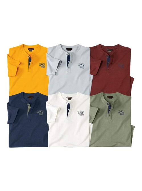 Set van 6 T-shirts met henley kraag - ATLAS FOR MEN - Kiabi