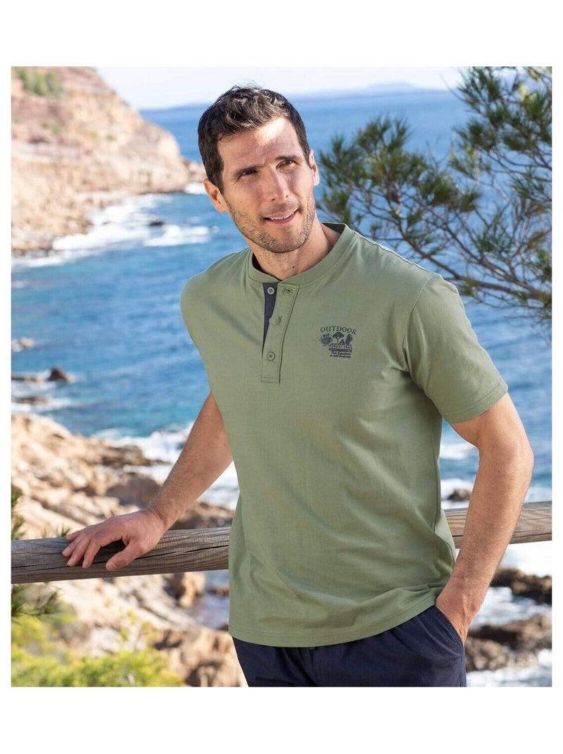 Set van 6 T-shirts met henley kraag - ATLAS FOR MEN Wit Blauw Grijs - Kiabi