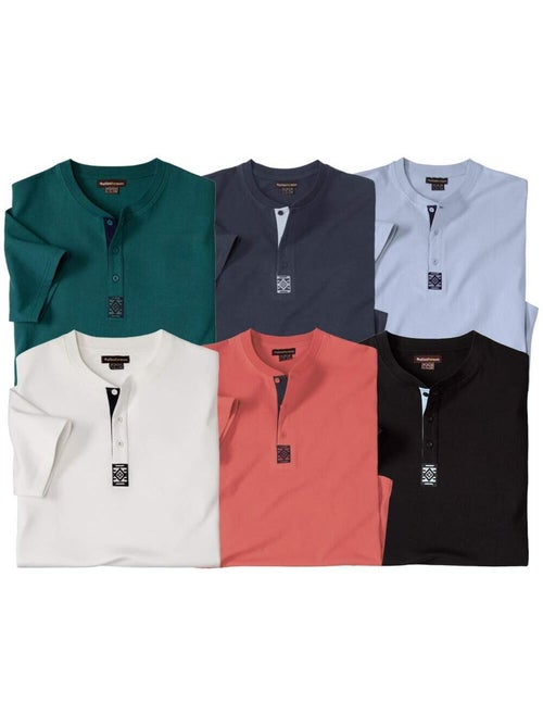 Set van 6 t-shirts met henleykraag - atlas for men - Kiabi Set van 6 t-shirts met henleykraag - atlas for men - Kiabi