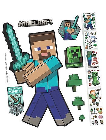 Set van 6 vellen eenvoudig verwijderbare muurstickers 'Minecraft' ROBA