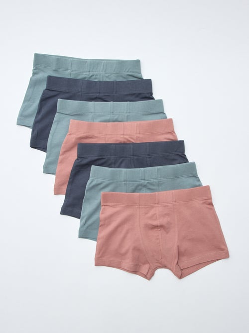 Set van 7 effen boxers voor heren - Kiabi