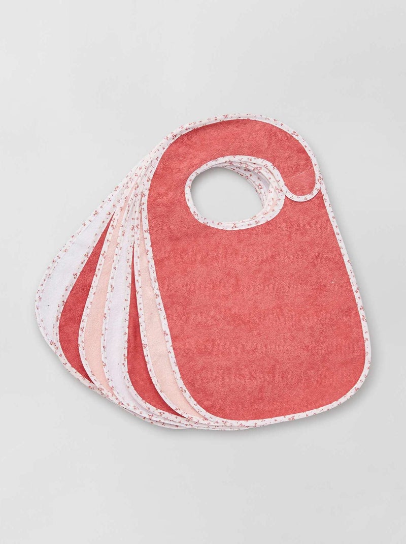 Set van 7 gevoerde slabbetjes van badstof roze - Kiabi