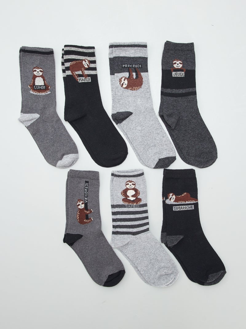 Set van 7 paar sokken GRIJS - Kiabi