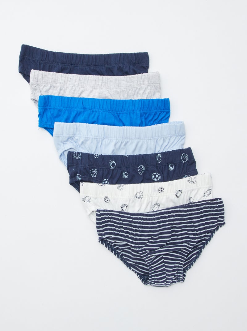 Set van 7 slips met print Blauw - Kiabi