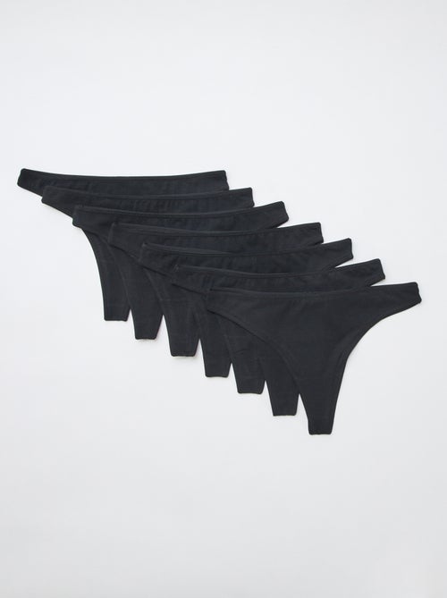 Set van 7 zwarte tanga's - Kiabi