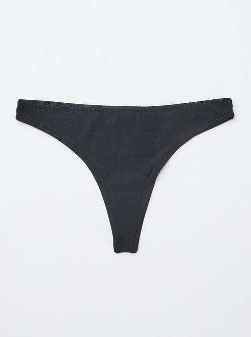 Set van 7 zwarte tanga's - Kiabi