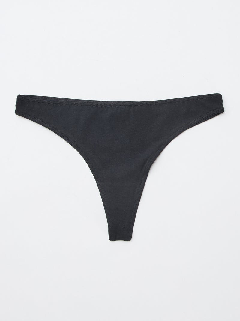 Set van 7 zwarte tanga's Zwart - Kiabi