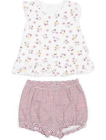 Set van baby-t-shirt en short van biologisch katoen, cerise | kitikate