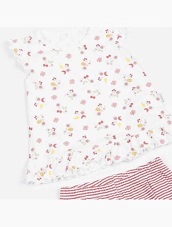 Set van baby-t-shirt en short van biologisch katoen, cerise | kitikate