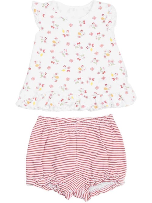 Set van baby-t-shirt en short van biologisch katoen, cerise | kitikate - Kiabi