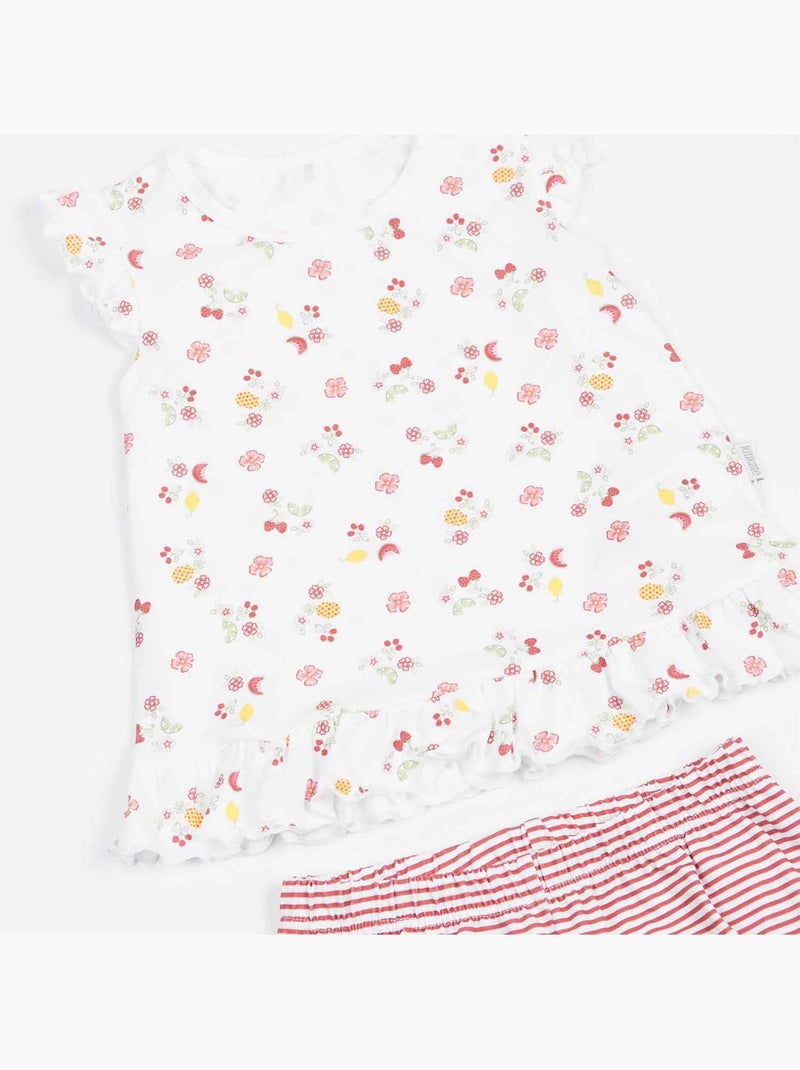 Set van baby-t-shirt en short van biologisch katoen, cerise | kitikate Wit - Kiabi