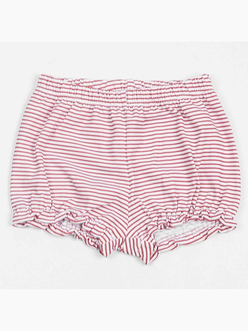 Set van baby-t-shirt en short van biologisch katoen, cerise Wit - Kiabi