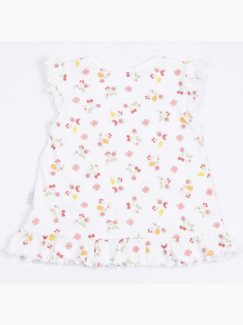 Set van baby-t-shirt en short van biologisch katoen, cerise Wit - Kiabi