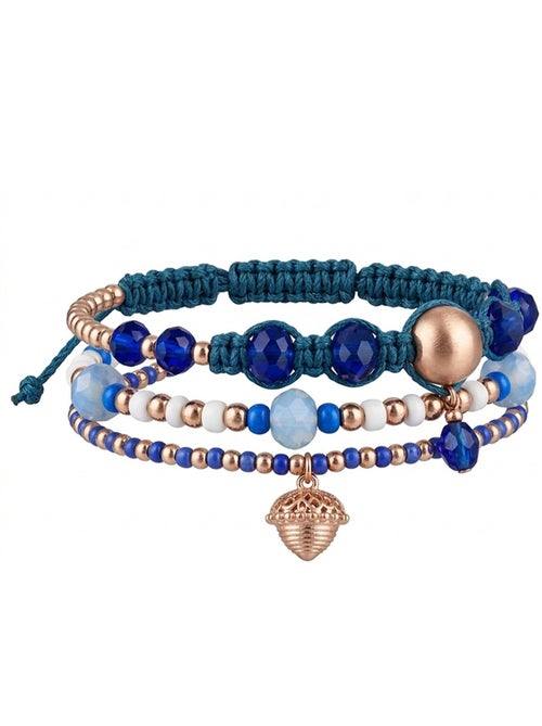 Set van drie blauwe en gouden armbanden complementos - Kiabi