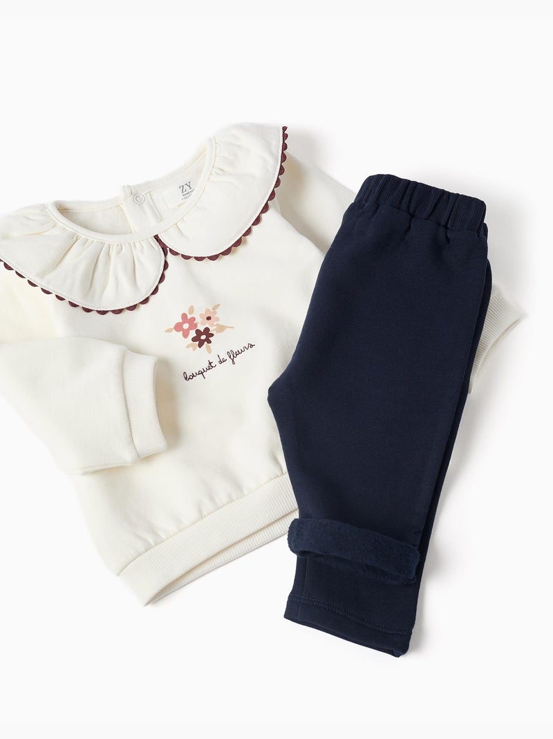 Set van een geborsteld sweatshirt en een joggingbroek Wit - Kiabi