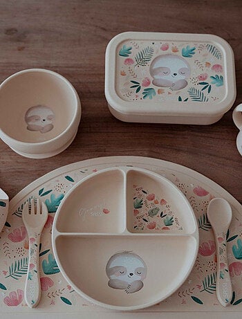 Set van siliconen vork en lepel, dieren