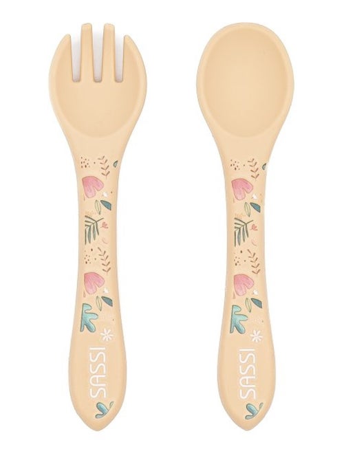 Set van siliconen vork en lepel, dieren - Kiabi