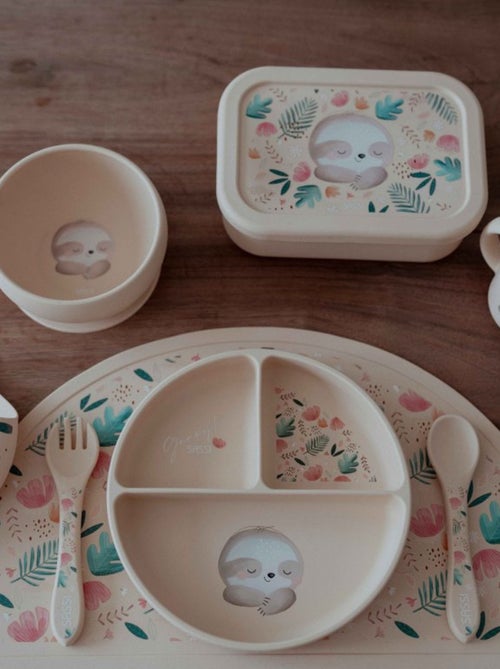 Set van siliconen vork en lepel, dieren - Kiabi