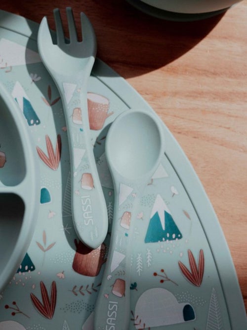 Set van siliconen vork en lepel, dieren - Kiabi